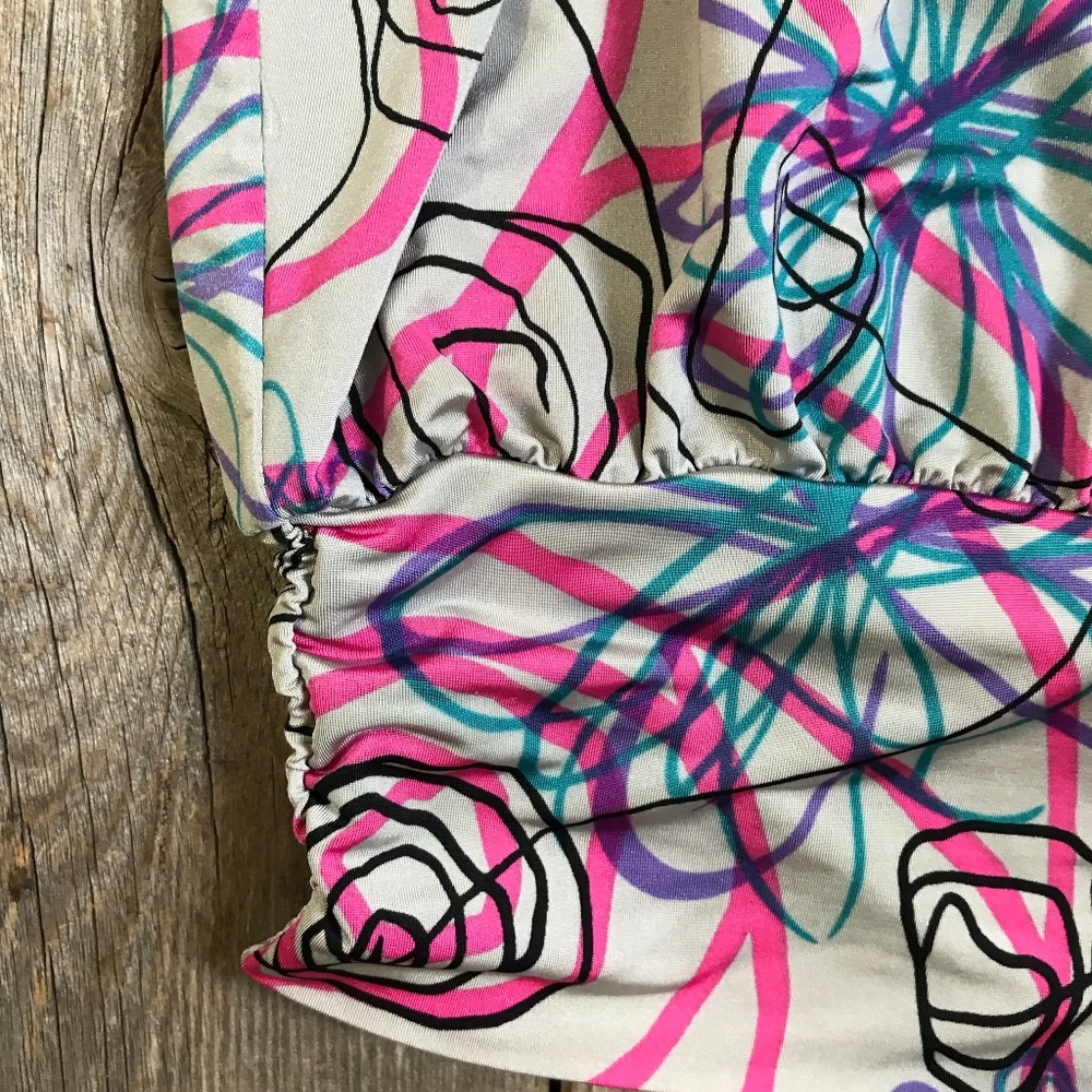 Abstract Print Draw String Tank Top Size M - Picture 2 of 6